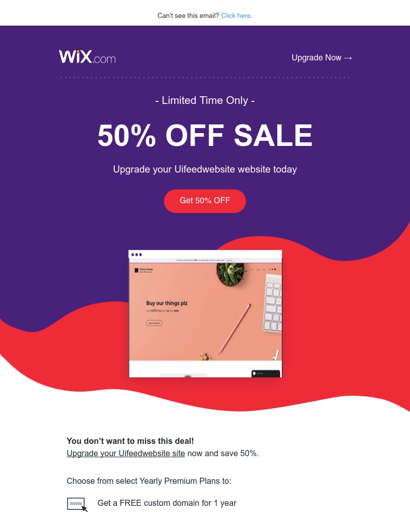 Wix - Save 50% when you upgrade your Uifeedwebsite website
