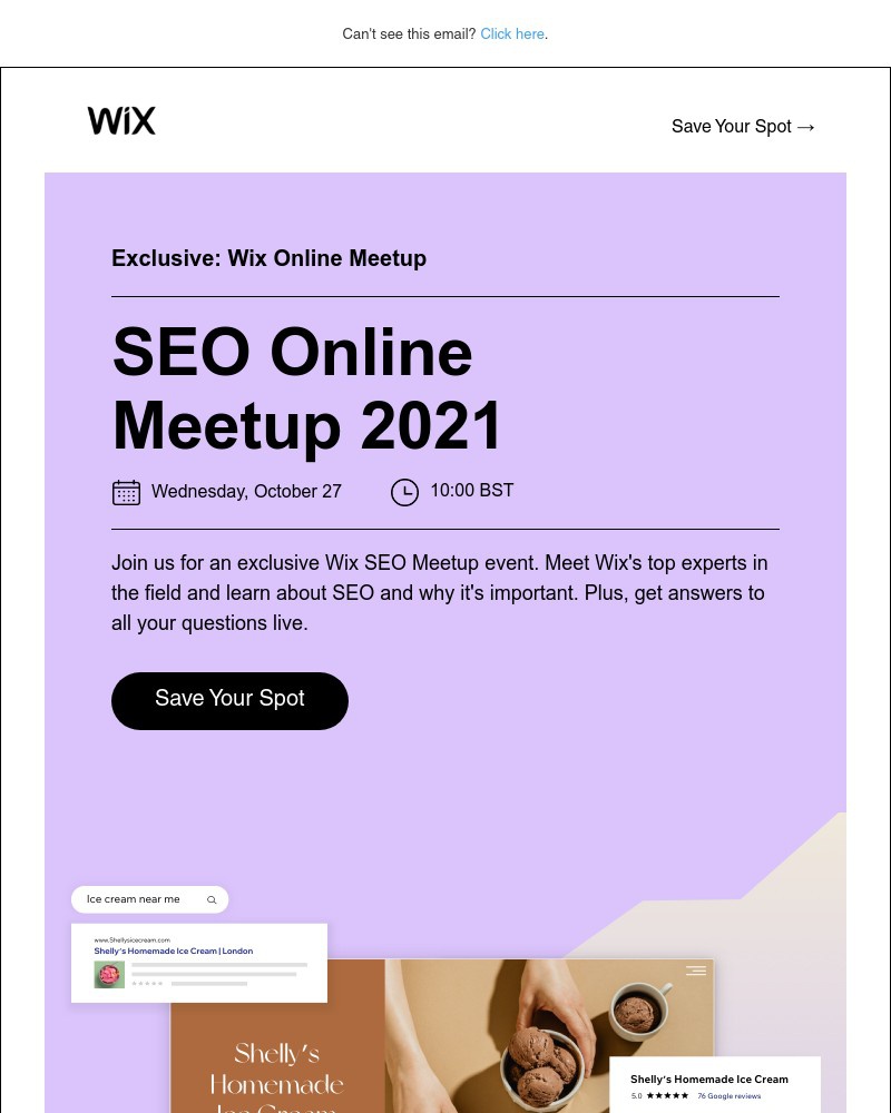 Wix - Save your spot for the SEO Meetup 2021