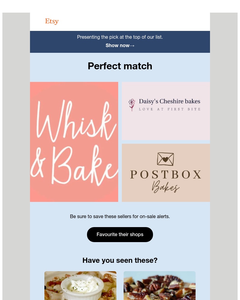 Etsy - Say hello to your Etsy weekly updates