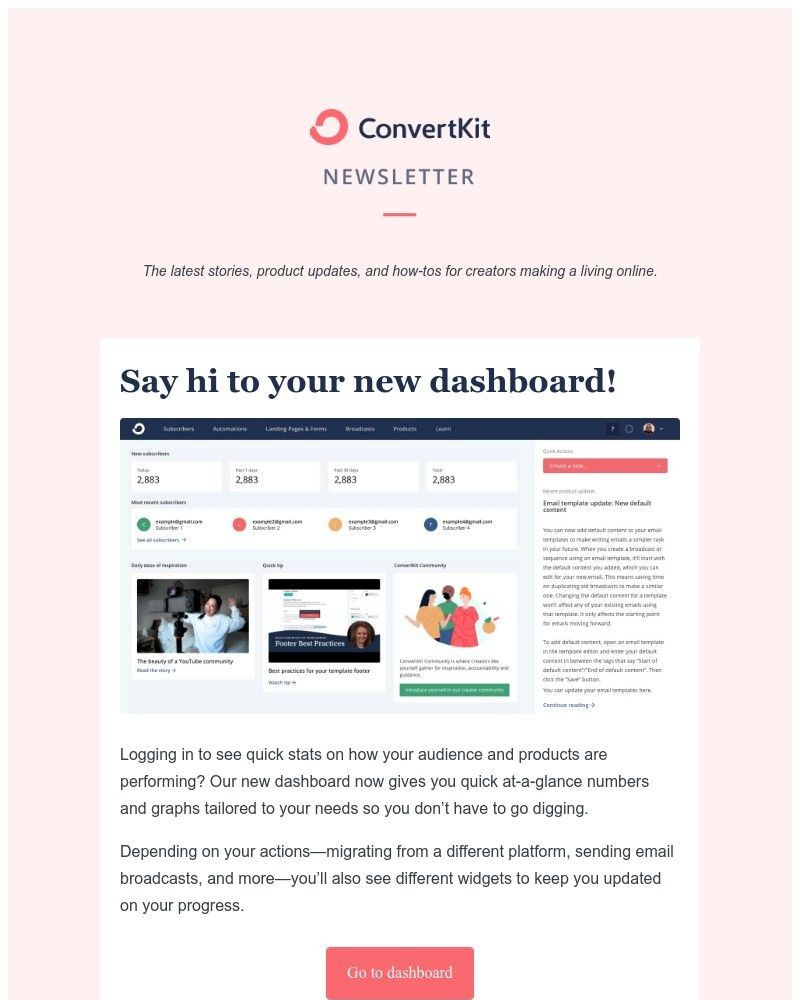 ConvertKit - Say hi to your new dashboard!