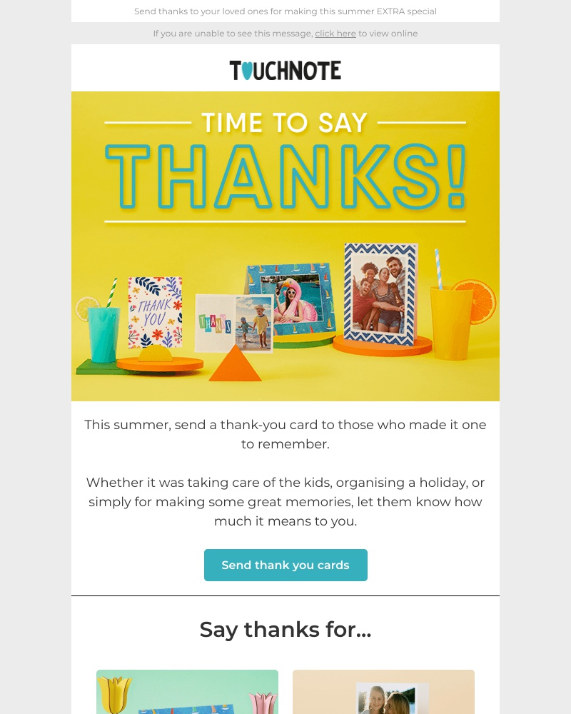 TouchNote - Say thanks for an unforgettable summer! 🍦☀️