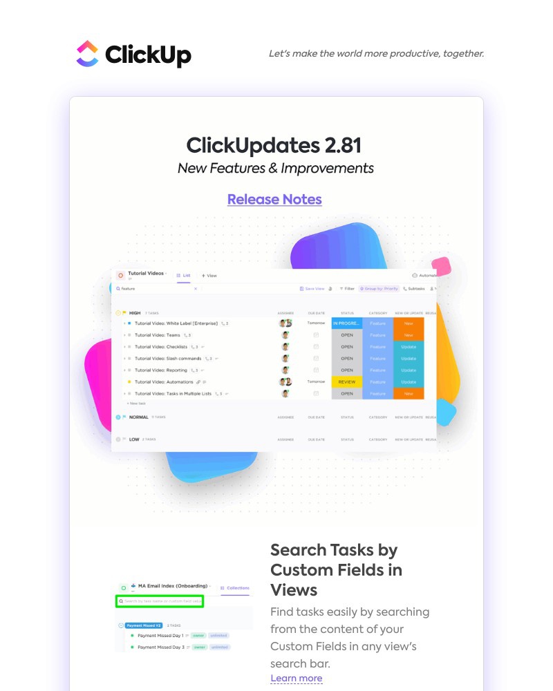 ClickUp - Search Tasks by Custom Fields in Views ➕ Google, Youtube, Figma Embeds, & more!