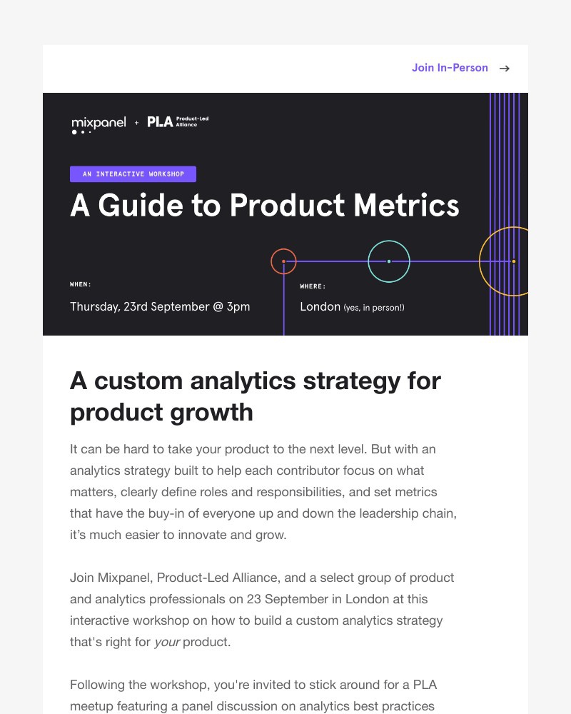 Mixpanel - Seats are limited- hurry! A Guide to Product Metrics in London on 23 Sept.