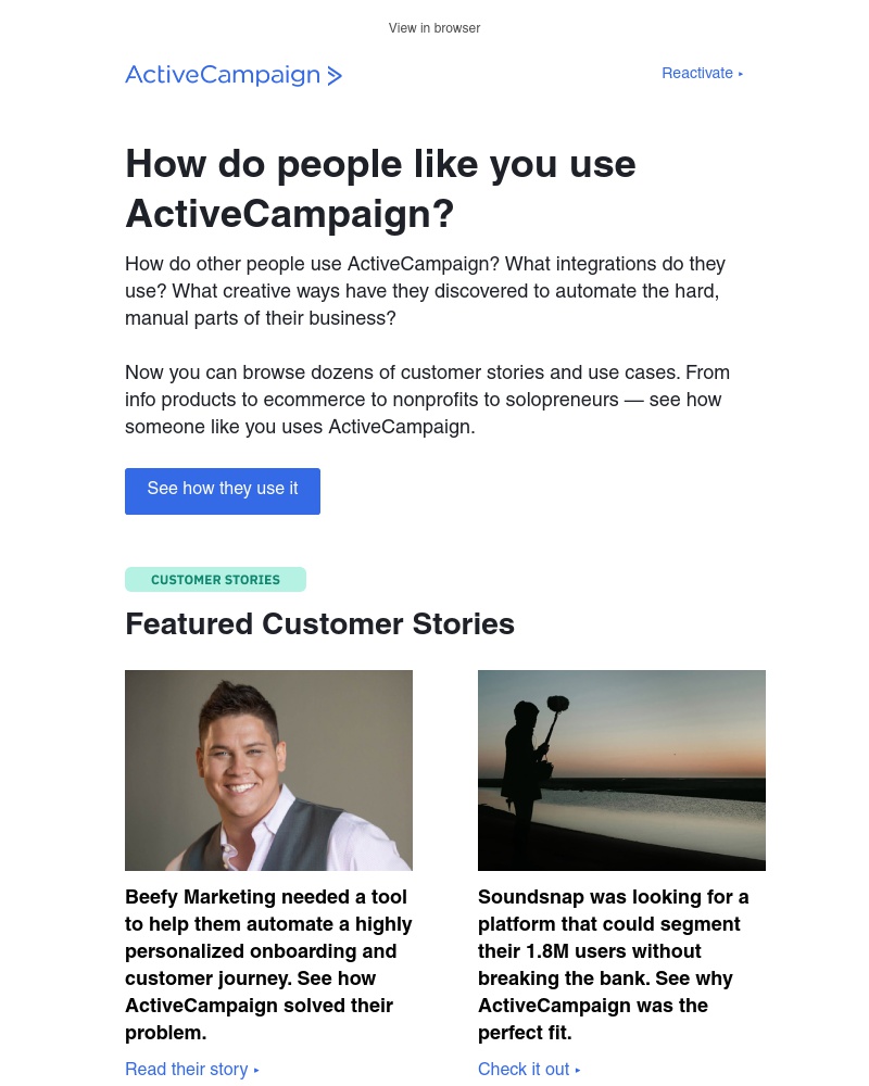 - See how someone like you uses ActiveCampaign