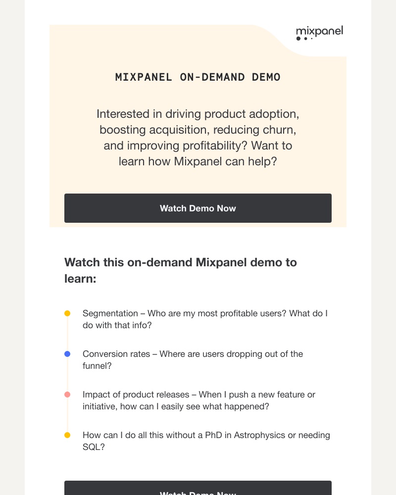 Mixpanel - Self-serve demo of self-serve product analytics