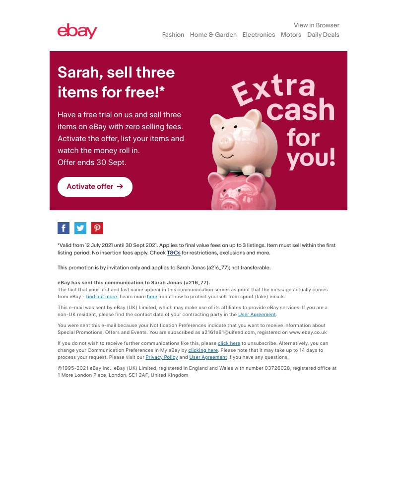 eBay - Sell three items for free! 💰