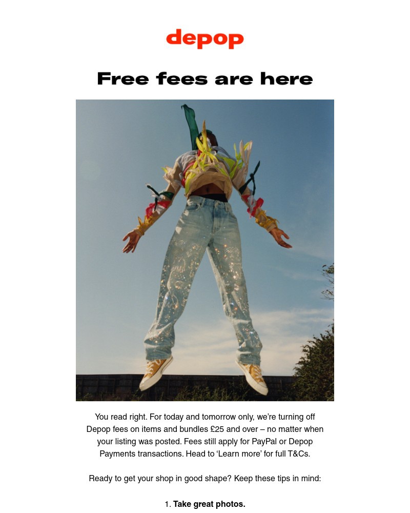 Depop - Sell with zero Depop fees - today and tomorrow only