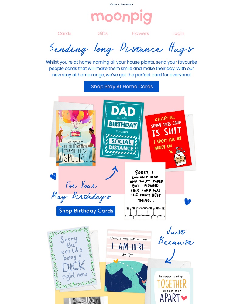 Moonpig - Send hugs with our stay at home cards 🏡✨