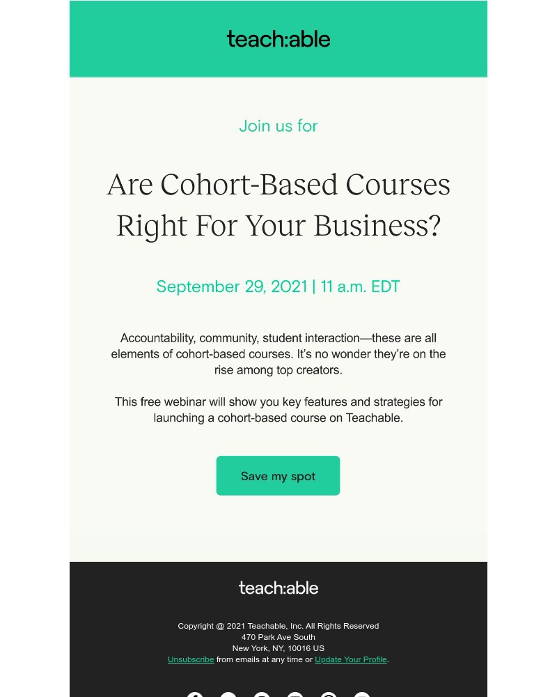 Teachable - September 29 | Are Cohort-Based Courses Right For Your Business?