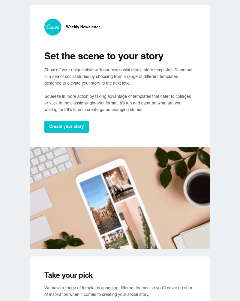 Canva - Set the scene to your story with our templates