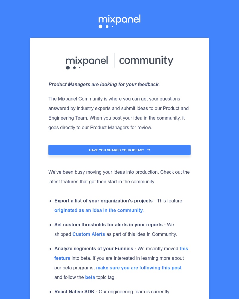 Mixpanel - Share Your Ideas with Mixpanel Product Managers