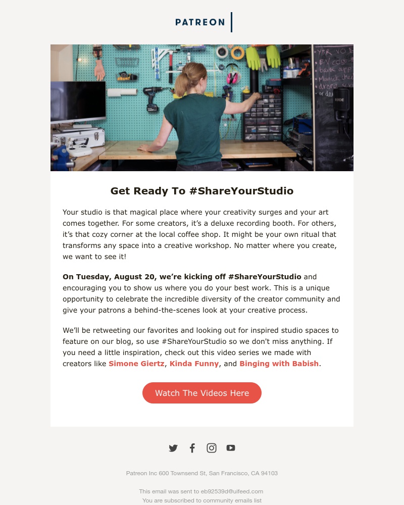 Patreon - #ShareYourStudio with us on August 20 📸