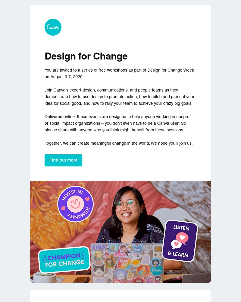 Canva - Sharpen your creative skills with our free Design for Change Week workshops