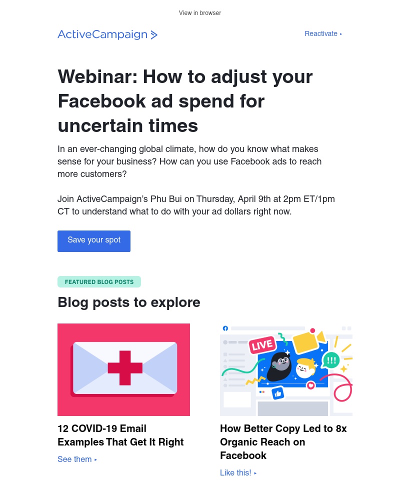  - Should you change Facebook ad spend right now? (and other stories)
