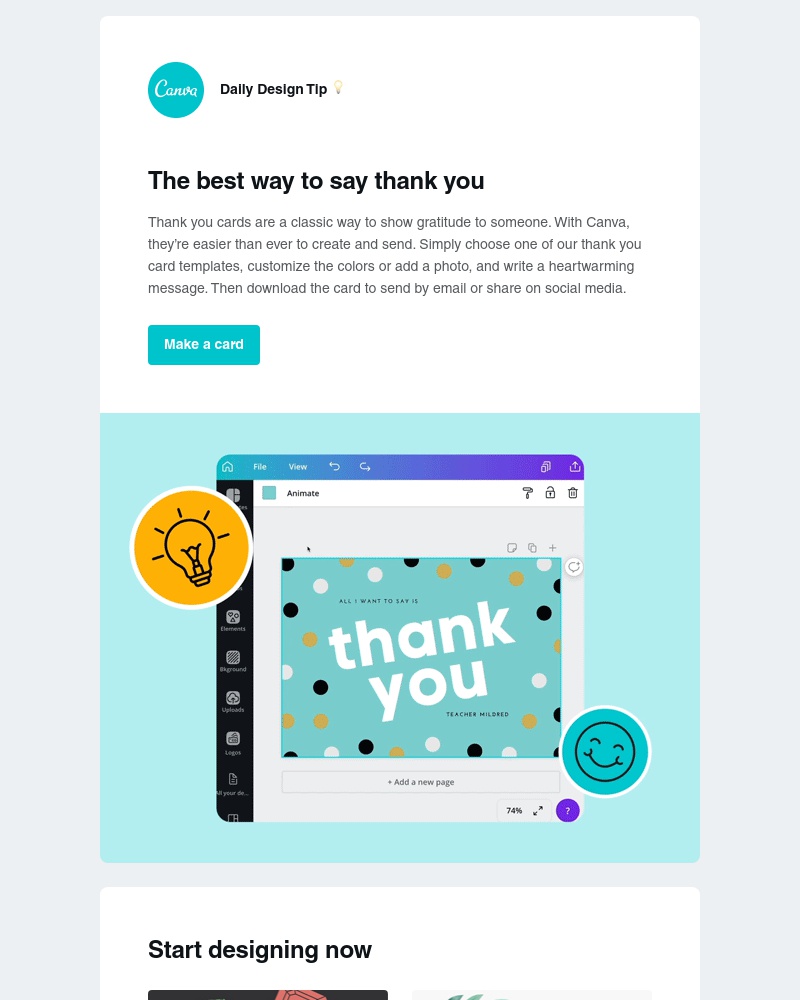 Canva - Show your appreciation with a personalized thank you card