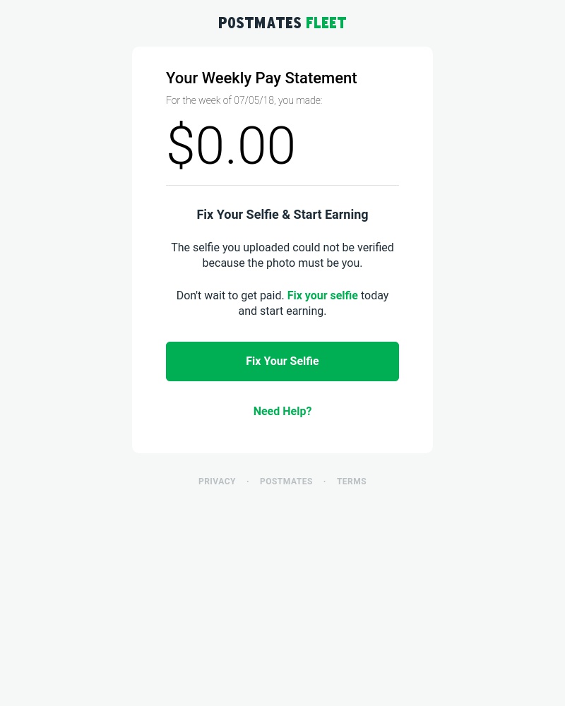 Postmates - Signup Update: You need to upload a new photo