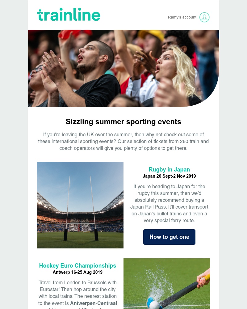 Trainline - Sizzling summer sporting events