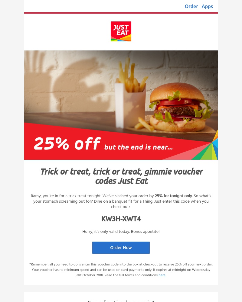 Just Eat - Slash 25% off your order tonight