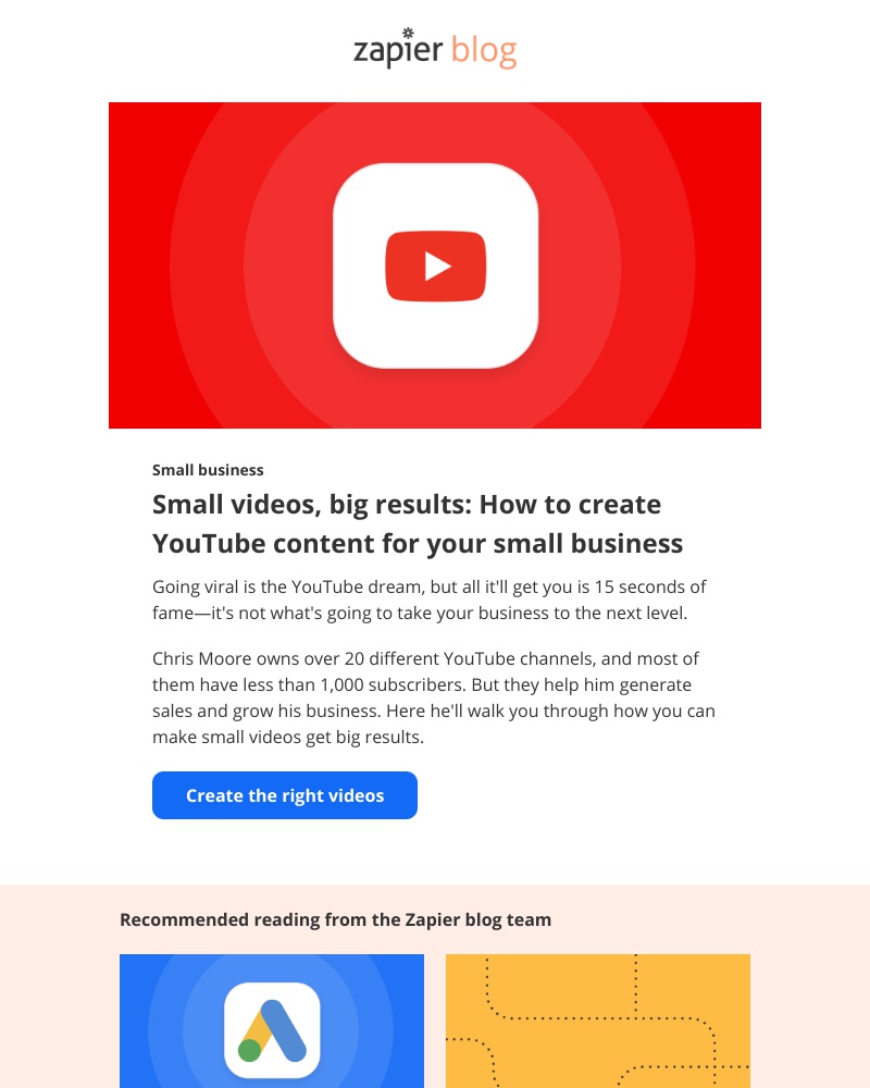 Zapier - Small videos, big results: YouTube content for small business