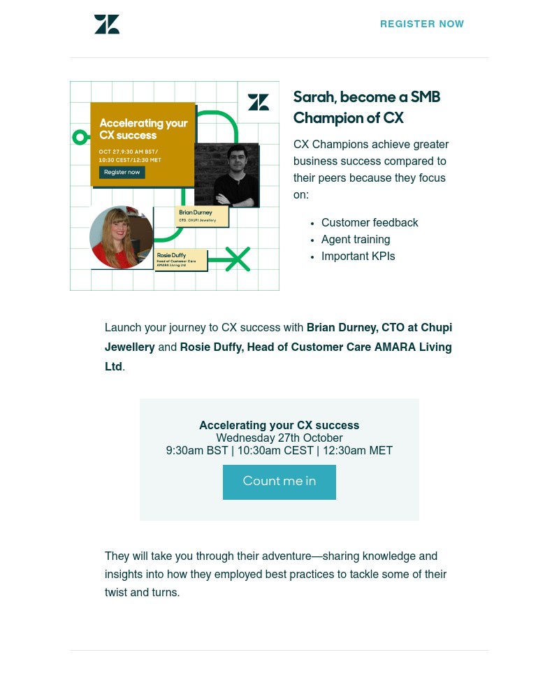 Zendesk - SMB Champions of CX 13.3 times more likely to...
