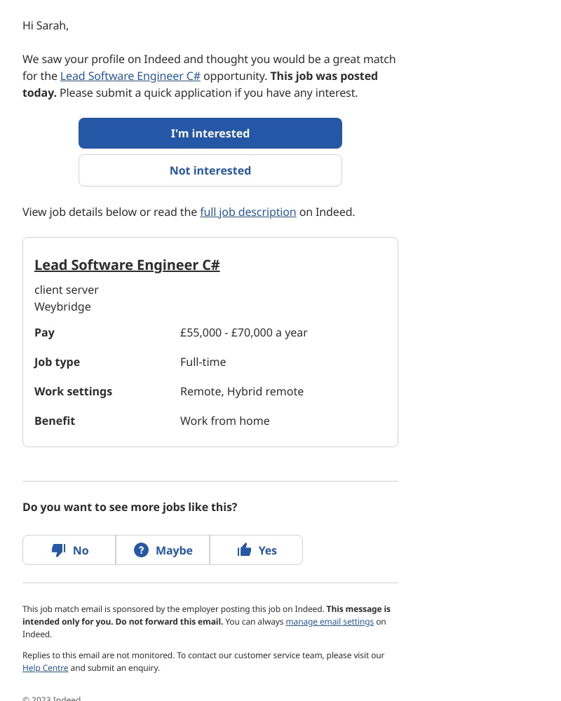 Indeed - Software Engineer @ client server