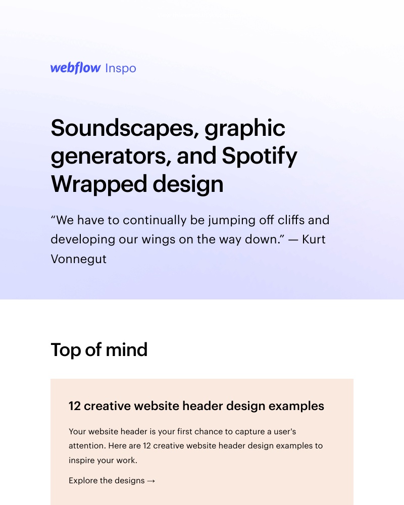 Webflow - Soundscapes, graphic generators, and Spotify Wrapped design 🎶