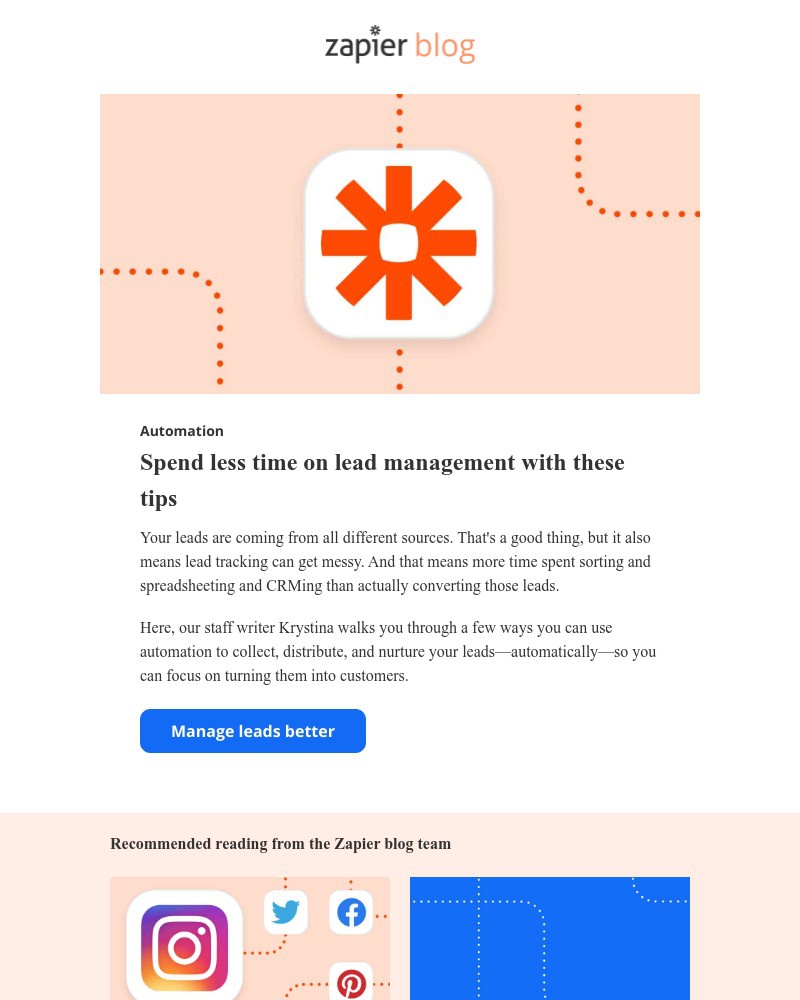 Zapier - Spend less time on lead management