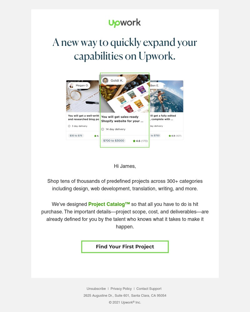 Upwork - Starting fresh? Get projects started in seconds with Project Catalog™.