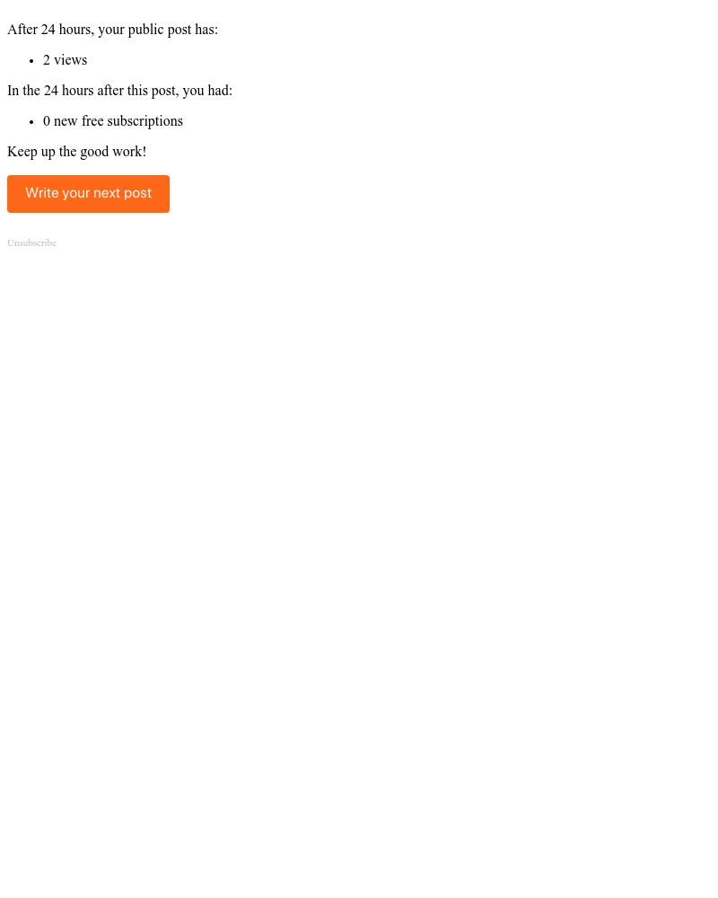 Substack - Stats for your post "My next email message"