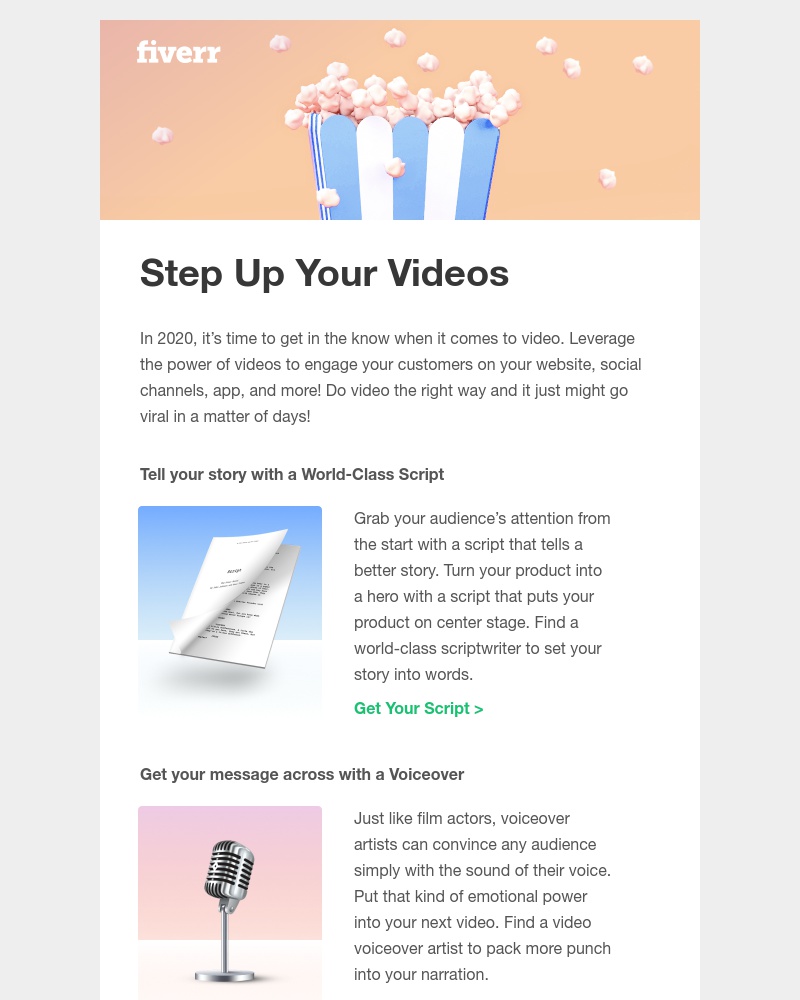 Fiverr - Step up to success in 2020: Go with videos!