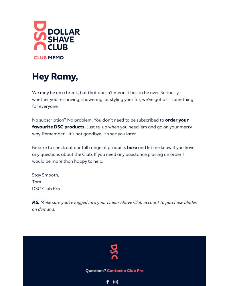 Dollar Shave Club - Stock up on your favourite products.