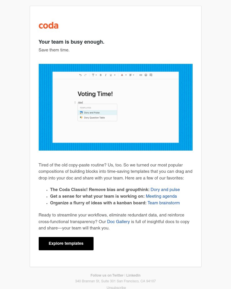 Coda - Streamline your team’s workflows, like yesterday.