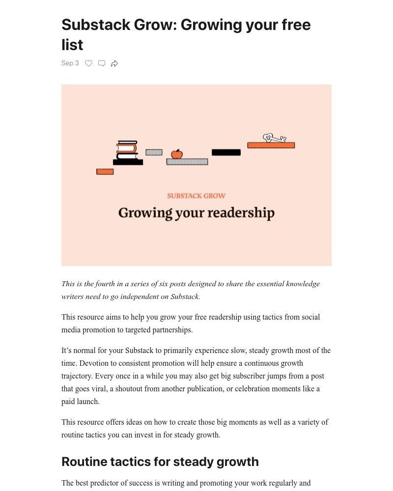 Substack - Substack Grow: Growing your free list