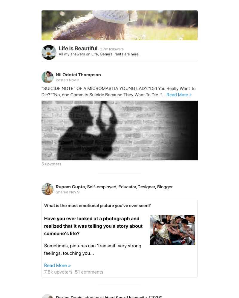 Quora - "SUICIDE NOTE" OF A MICROMASTIA YOUNG LADY.  "Did You Really Want To Die?"  "No, one Commits Suicide Because They Want To Die. "  "Then Why Do They Do