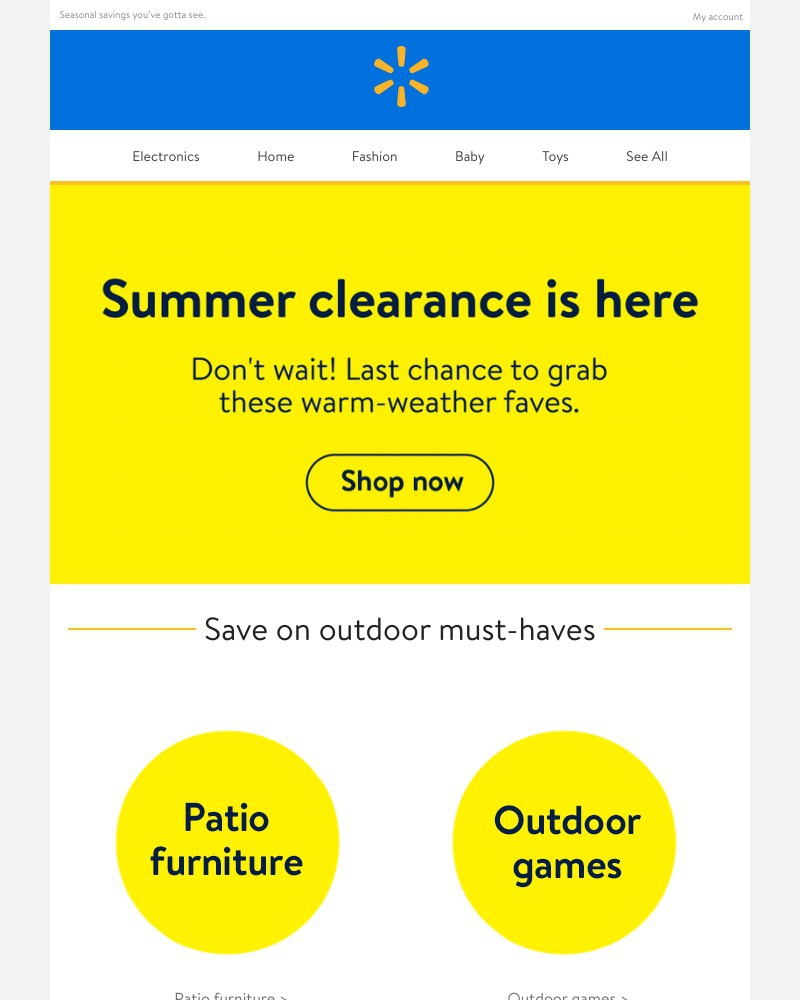 Walmart - Summer clearance: time to save ⏰