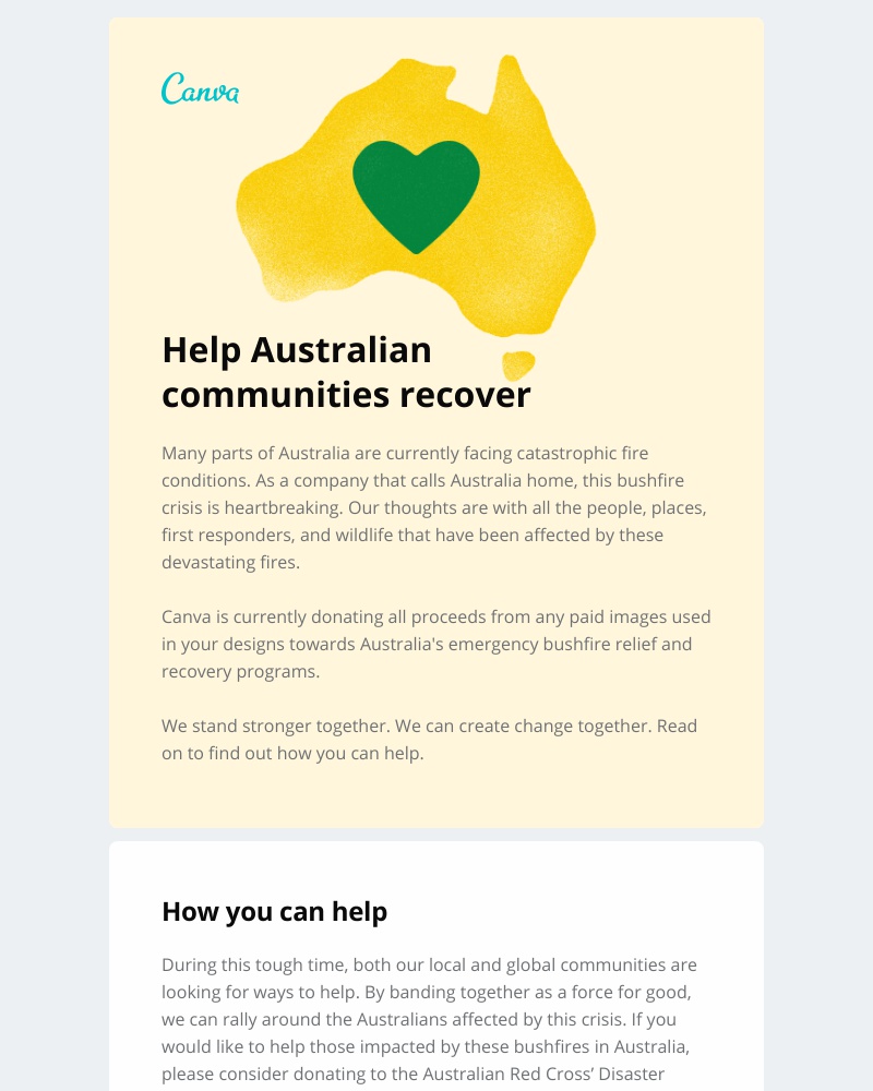 Canva - Supporting Australia during this bushfire crisis