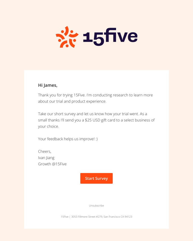 15Five - [Survey] $25 Gift Card - How was your trial experience?