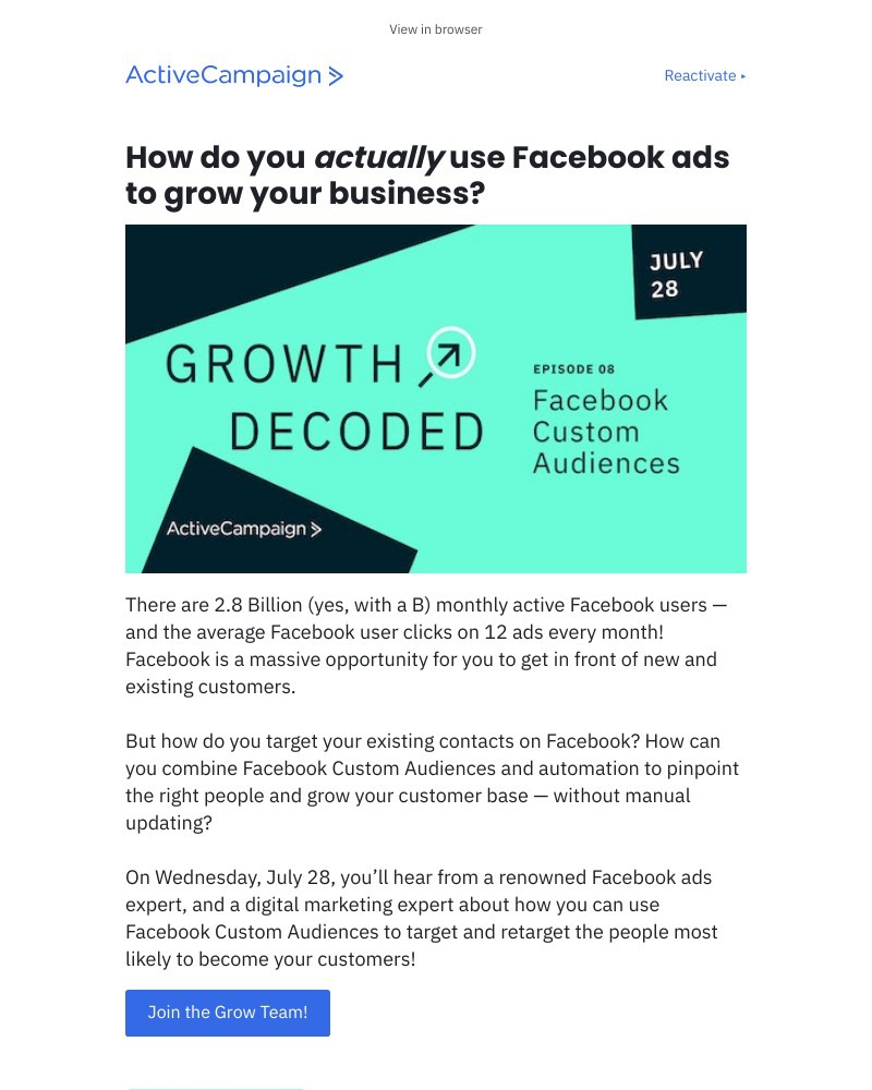  - Tackling Facebook ads with ActiveCampaign