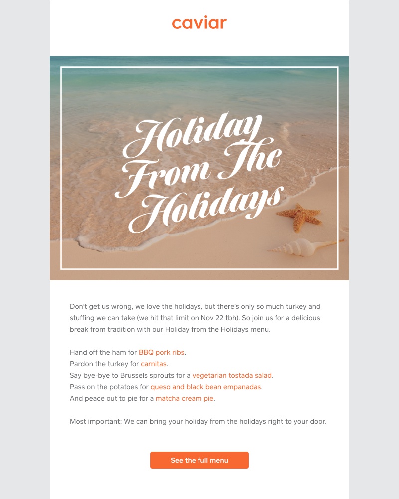  - Take a holiday from holiday dishes