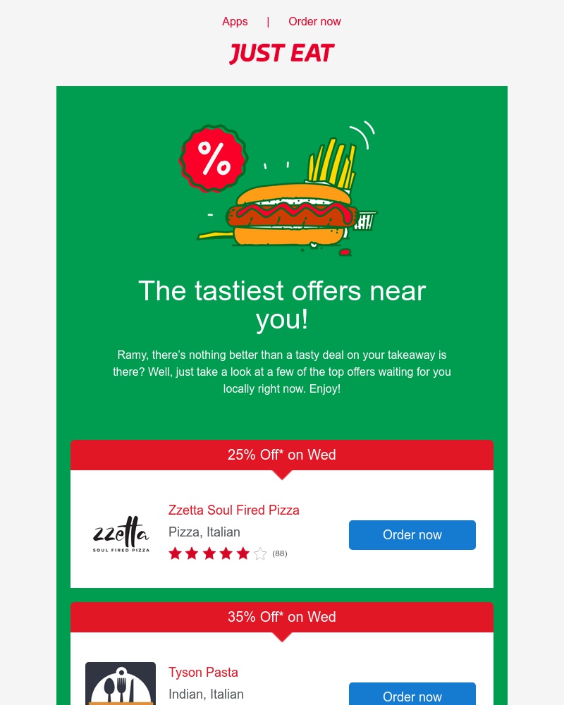 Just Eat - Take a look at the very best takeaway deals near you