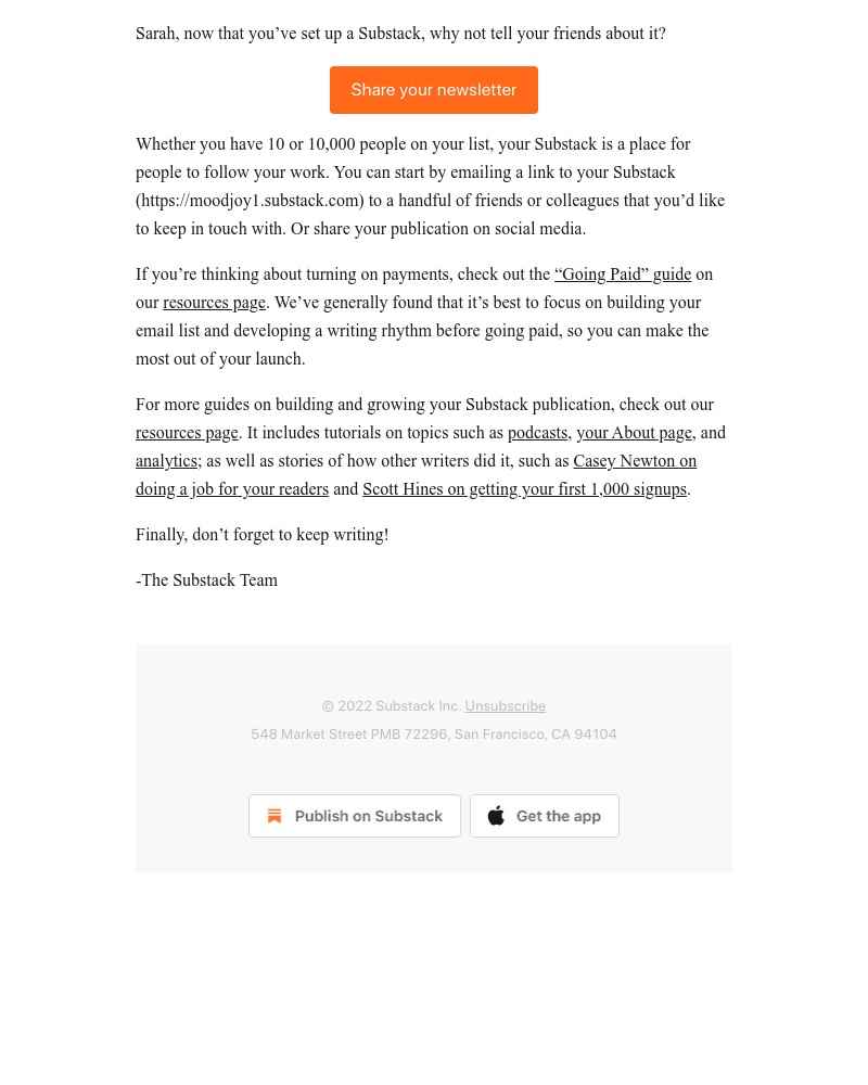 Substack - Tell your friends about your publication