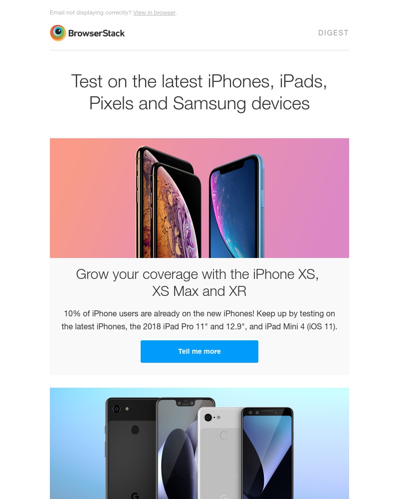  - Test on iPhone XS, Pixel 3 and other new devices