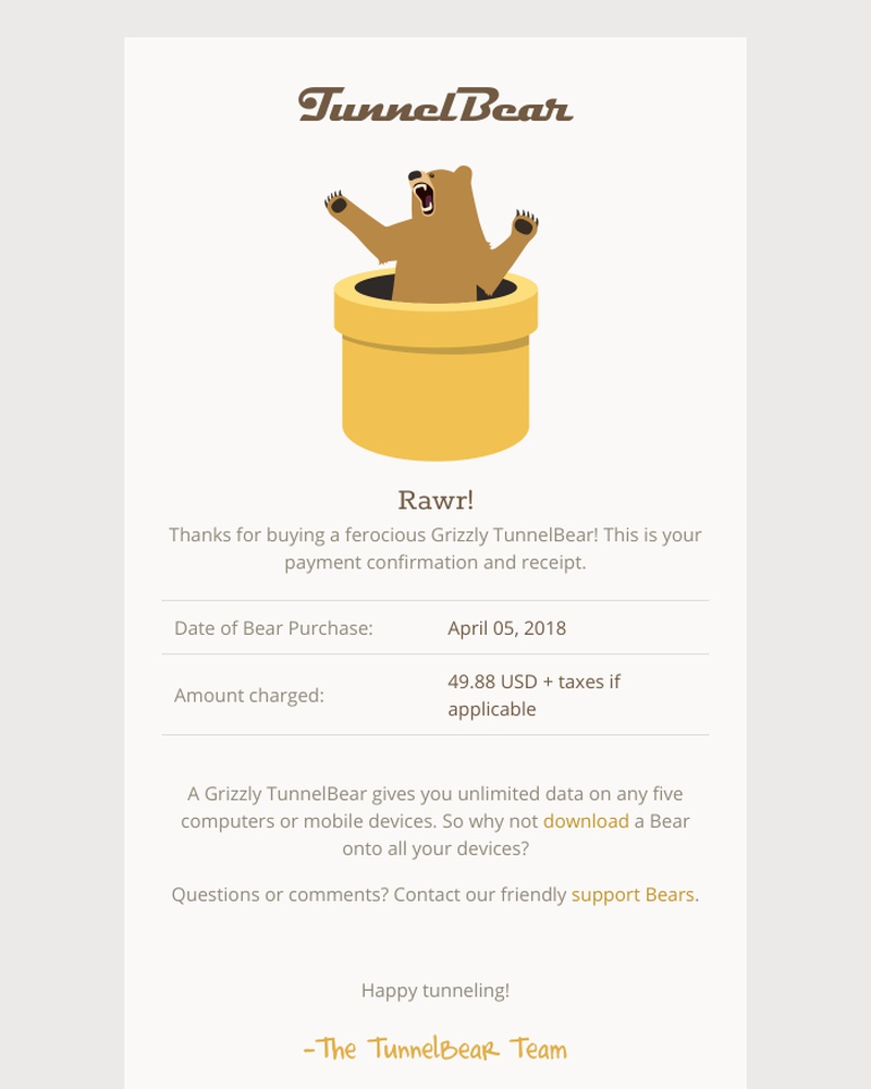  - Thanks for buying a Grizzly Bear