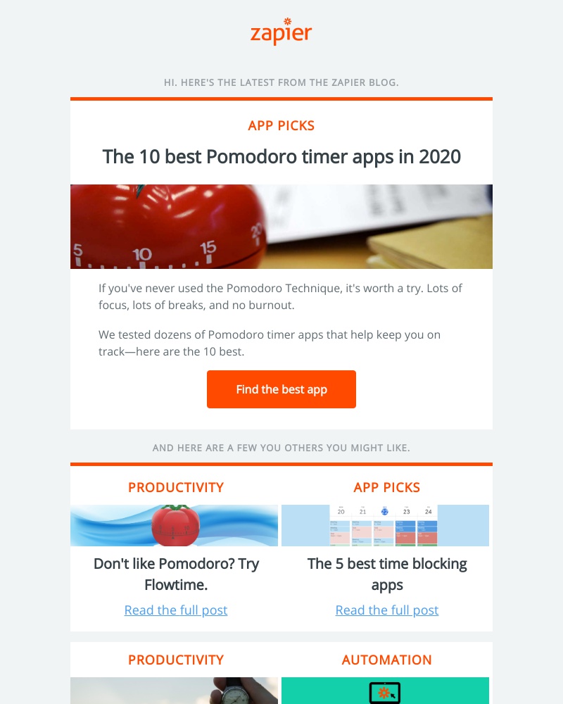 Zapier - The 10 best Pomodoro timer apps in 2020