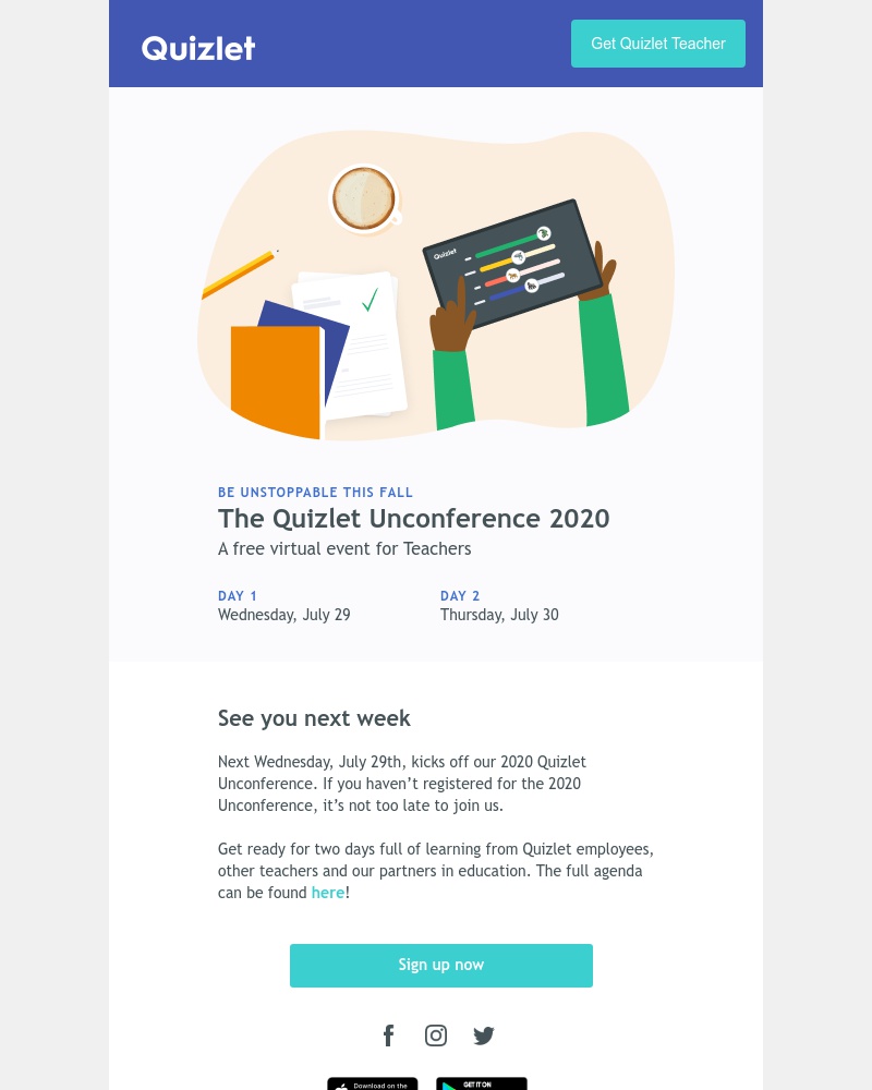 Quizlet -  The 2020 Unconference is one week away 🎉