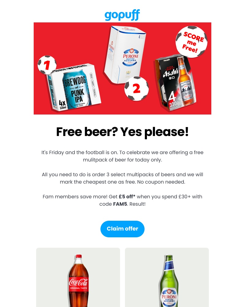 Gopuff - The beers are on us! ⚽🍺