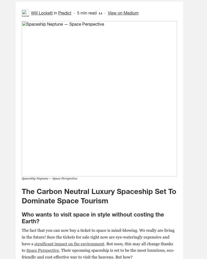 Medium - The Carbon Neutral Luxury Spaceship Set To Dominate Space Tourism