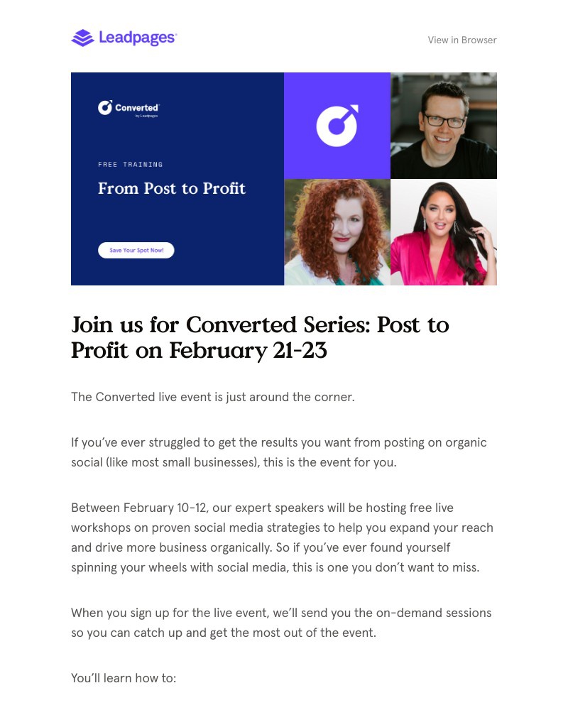 Leadpages - The Converted Series live event is just a day away.