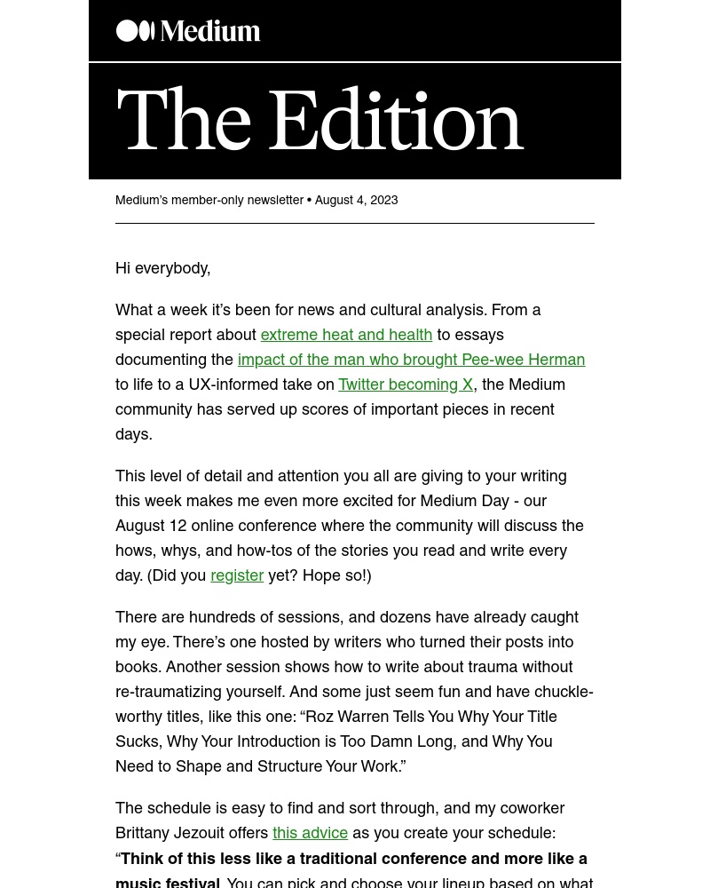 Medium - The Edition: Medium Day is officially one week away. You ready?