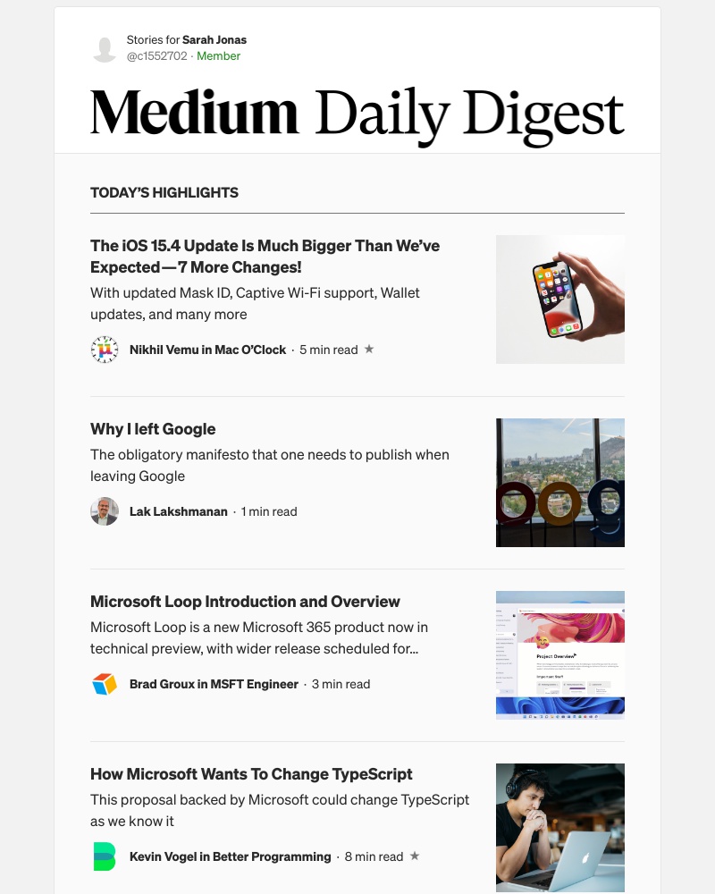 Medium - The iOS 15.4 Update Is Much Bigger Than We’ve Expected — 7 More Changes! | Nikhil Vemu in Mac O’Clock